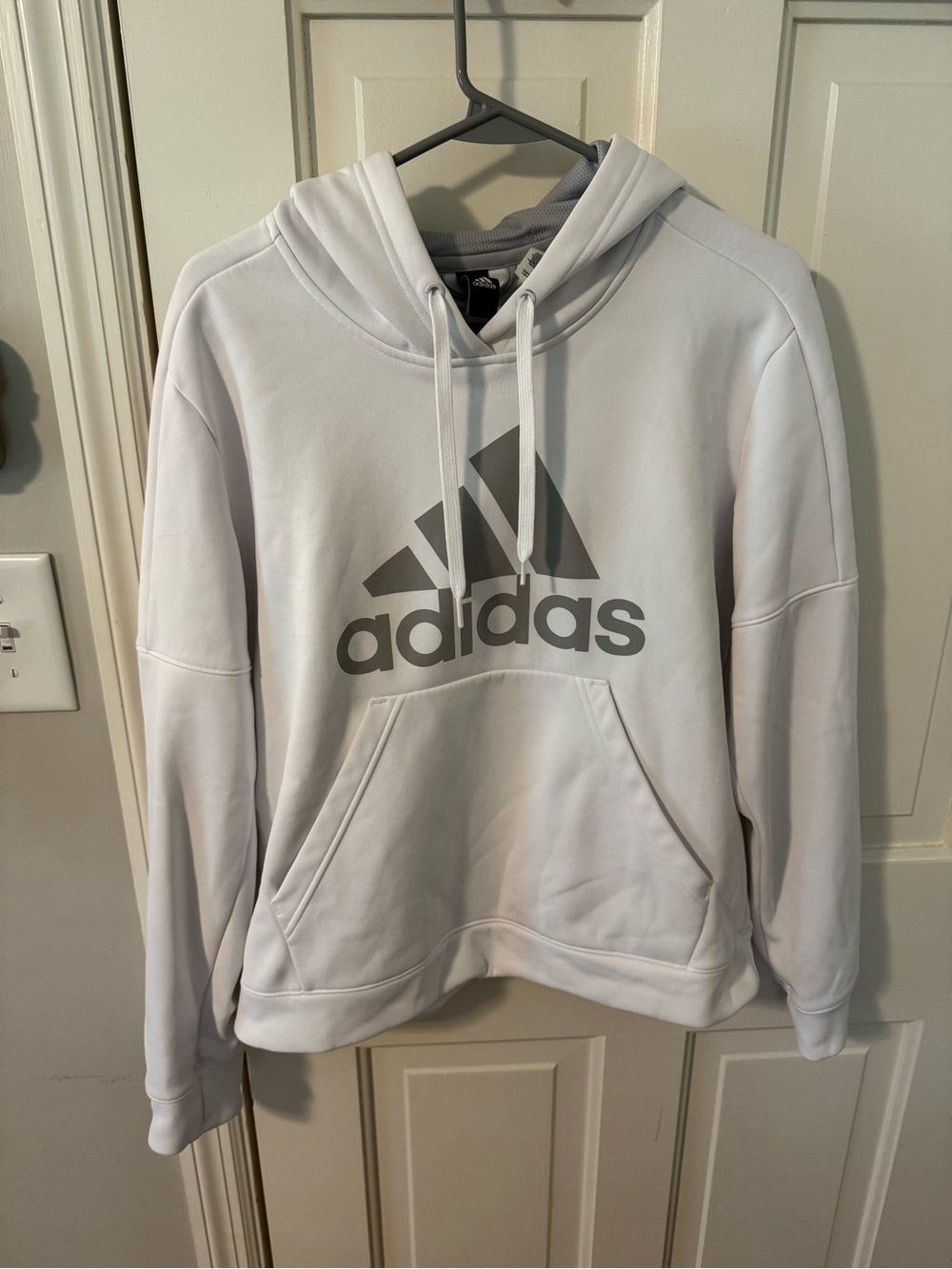 Adidas White Hoodie with Gray Logo